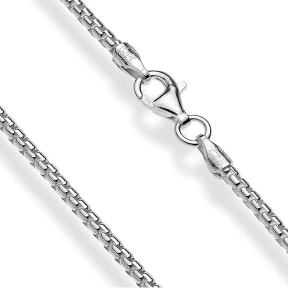 New Solid 925 Sterling Silver 2MM Round Box Chain Necklace 26” Chain - Picture 3 of 9